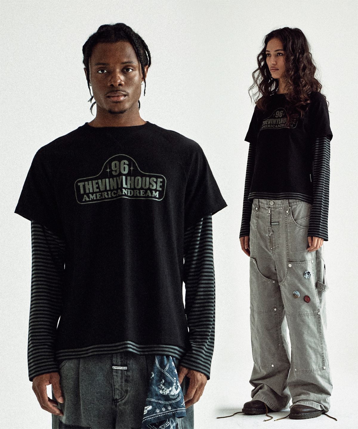더바이닐하우스(THEVINYLHOUSE) 96 LAYERED LS TEE BLACK
