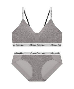 모달 플렉서블 노와이어 브라팬티세트_멜란지