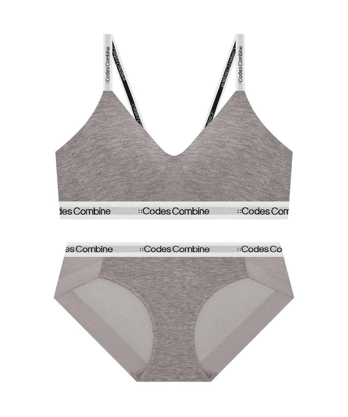 코데즈컴바인 이너웨어(CODES COMBINE INNERWEAR) 모달 플렉서블 노와이어 브라팬티세트_멜란지