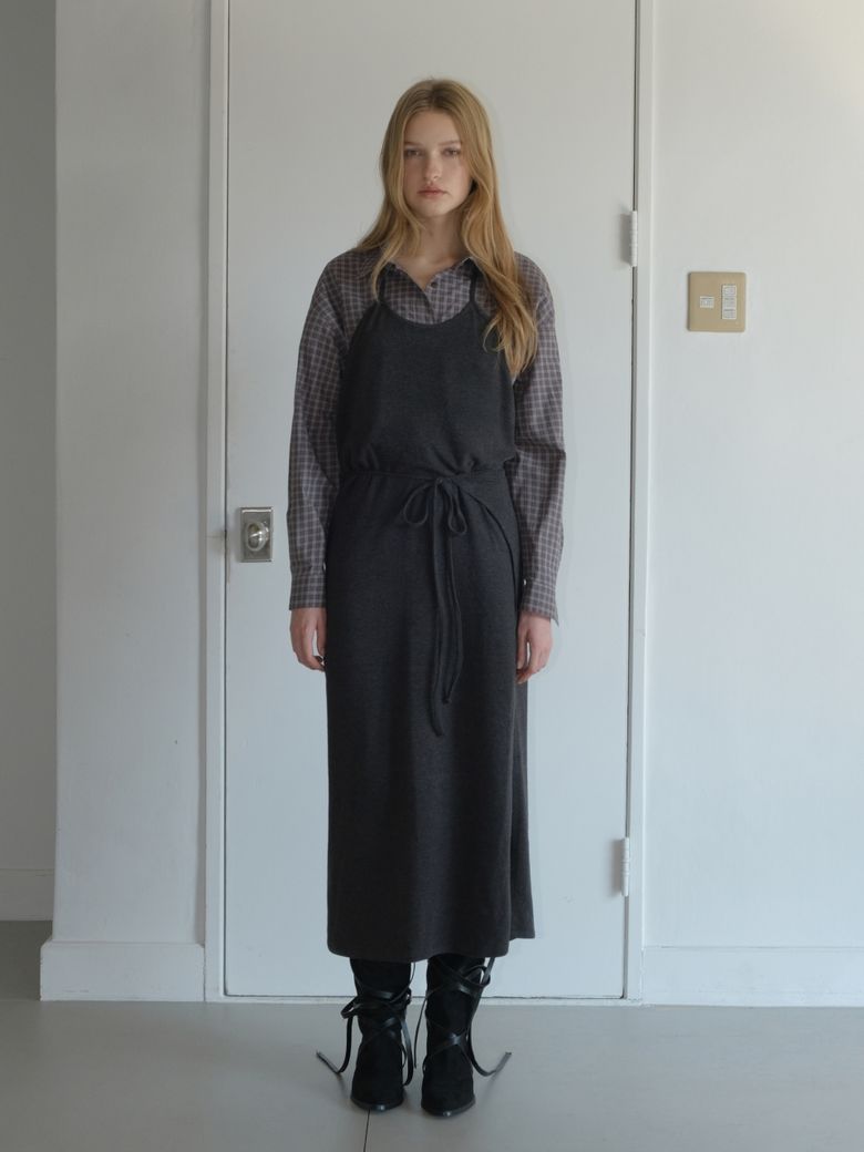 Halter Strap Long Dress, Charcoal