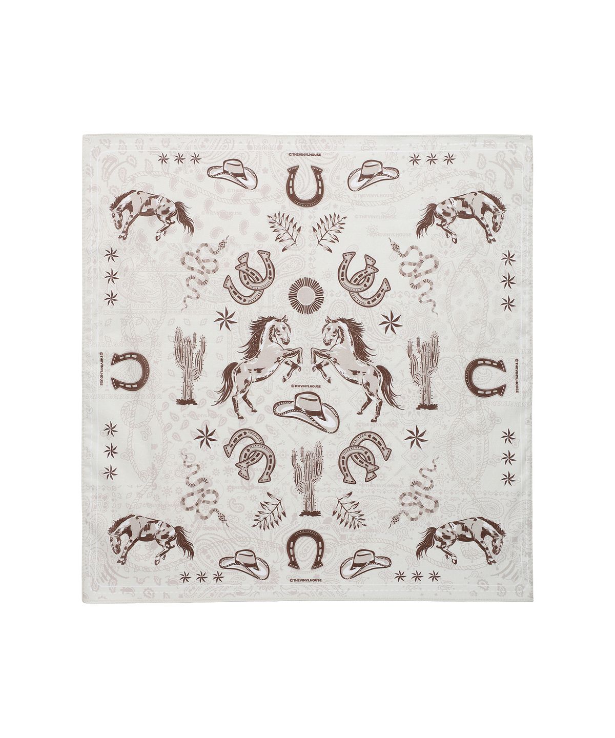 더바이닐하우스(THEVINYLHOUSE) TVH WESTERN PATTERN BANDANA CREAM