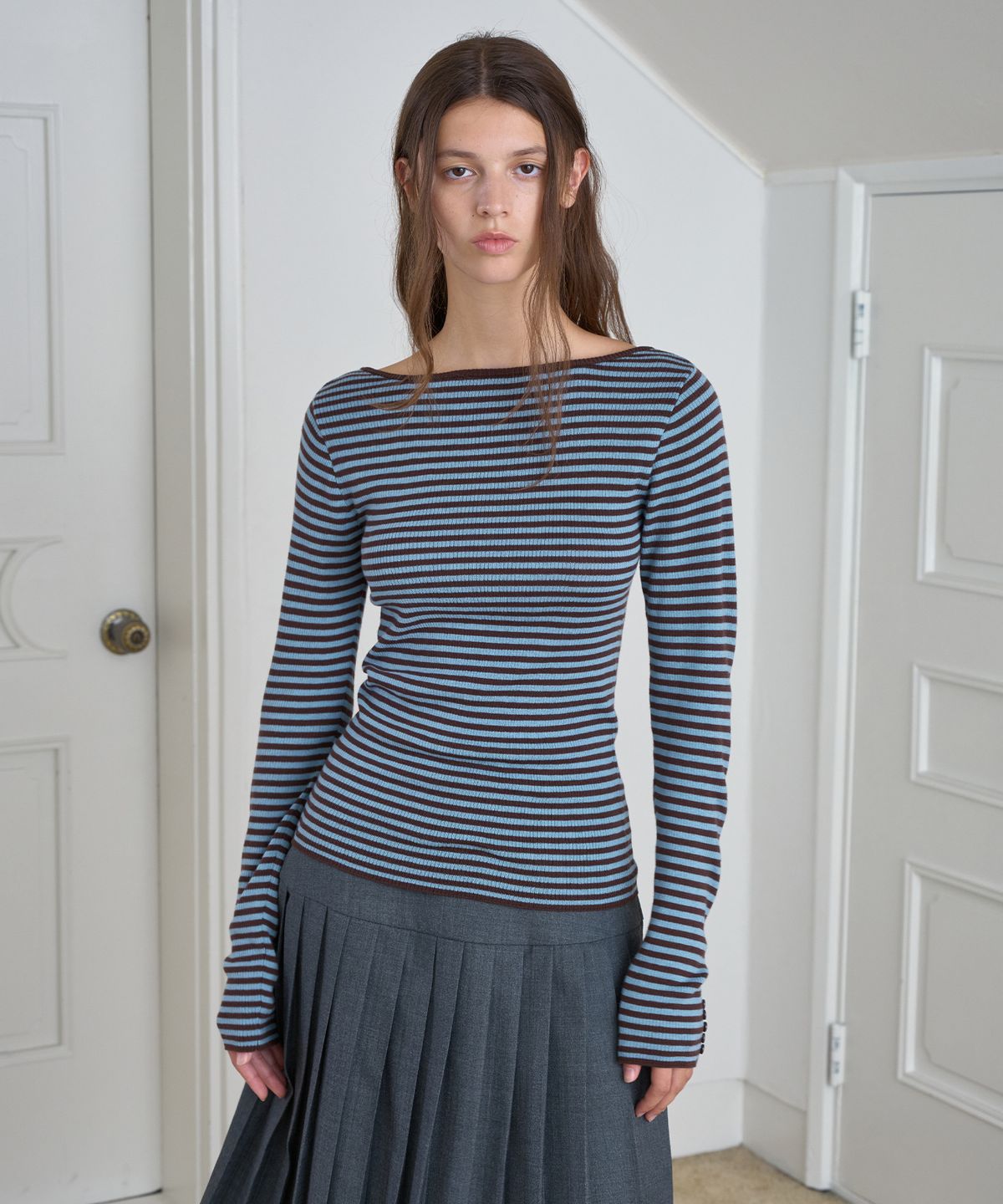시메트릭 퍼센트(SYMMETRICPERCENT) Stripe 2-way Knit / Blue