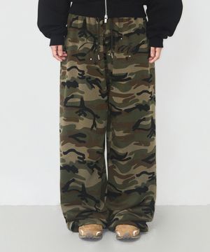 AU 레터링 롱 스웻 팬츠 카모