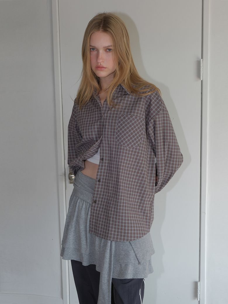 Oversized Check Shirt, Brown