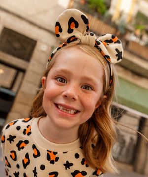 래오파드 둥근 헤어밴드_베이지