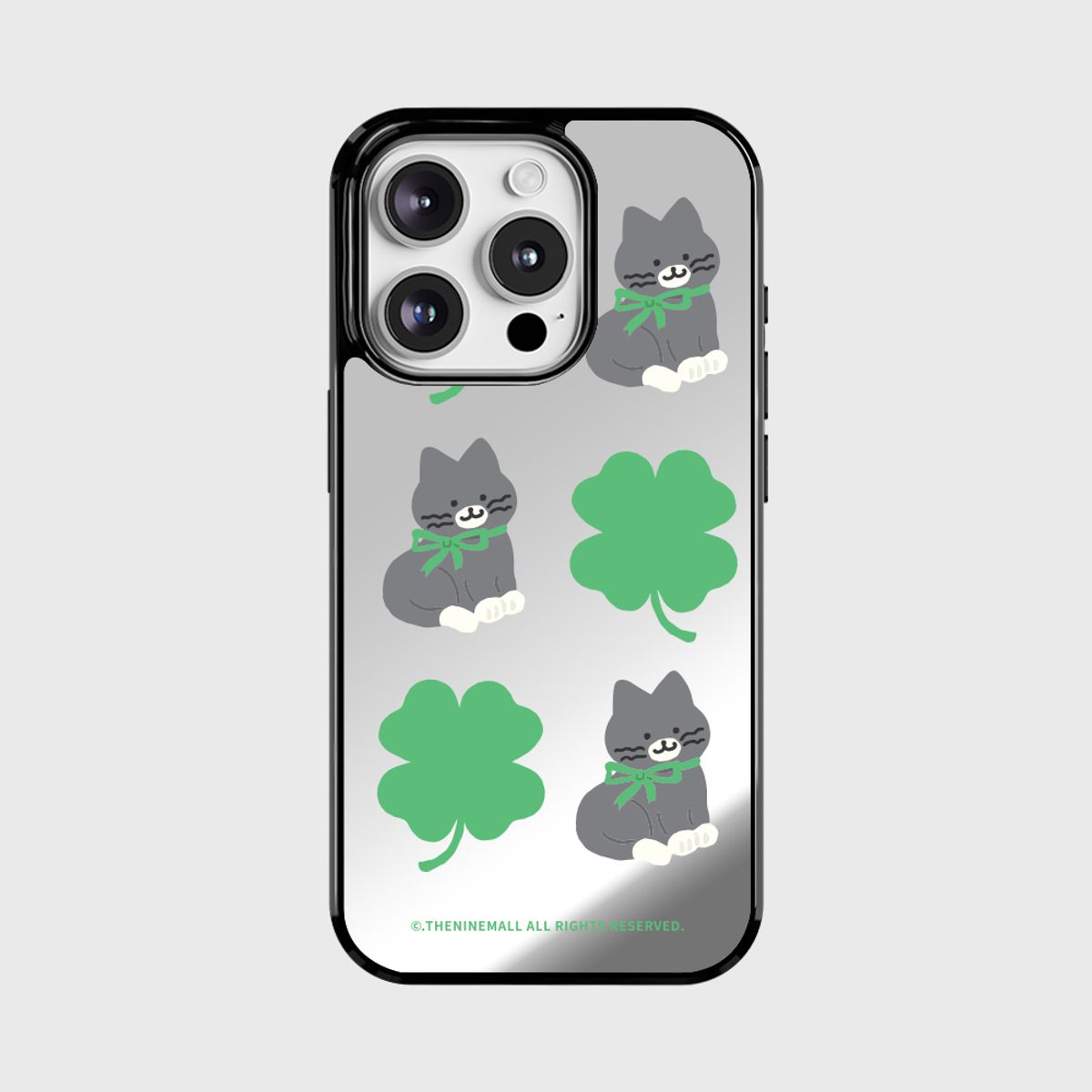 더나인몰(THE NINEMALL) clover hey cat pattern [미러 범퍼케이스]