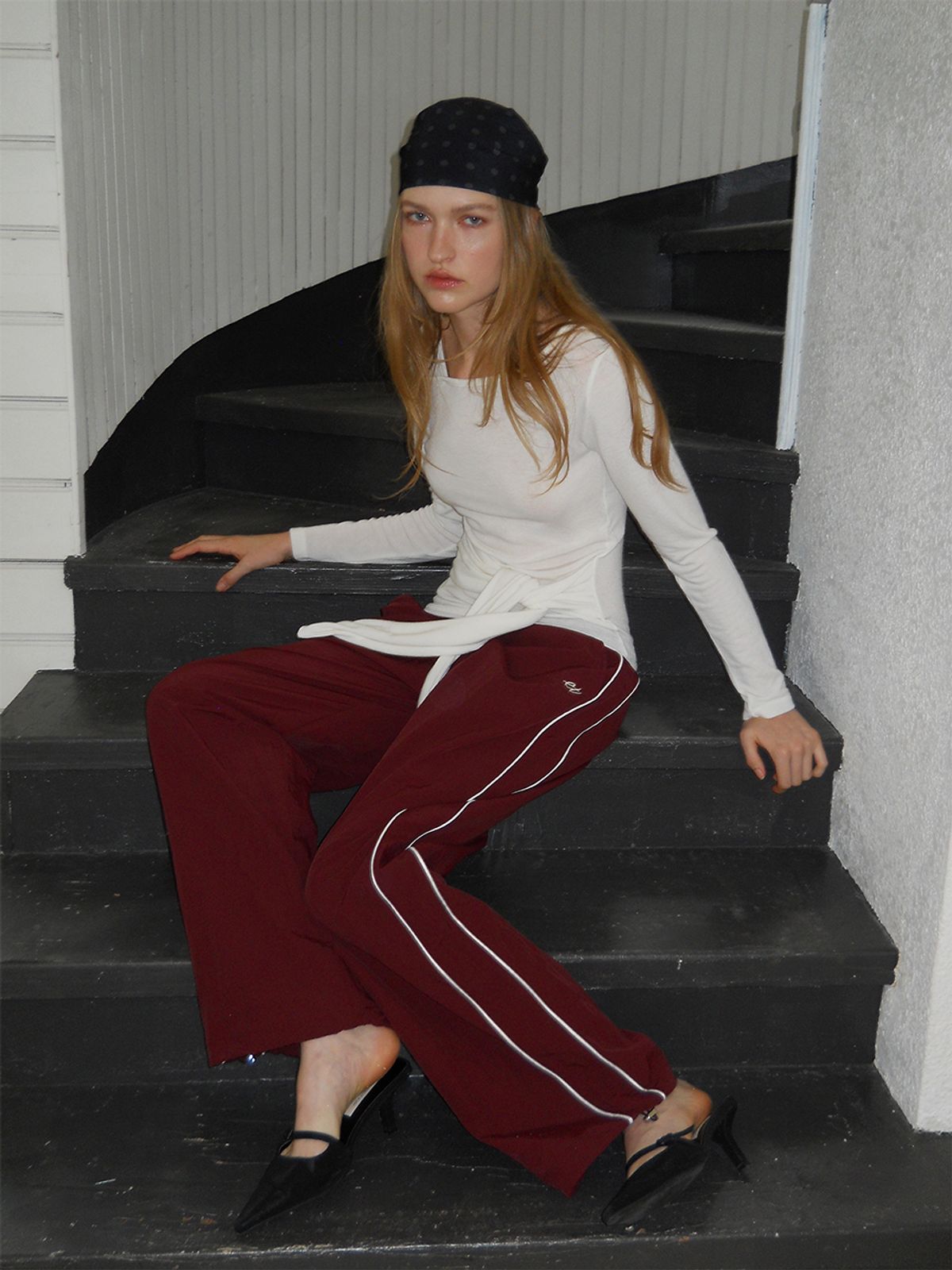 에트몽(ETMON) Lined Track Pants, Wine