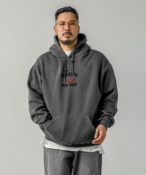 브루클린 뉴욕 니들 피그먼트 후드티 챠콜