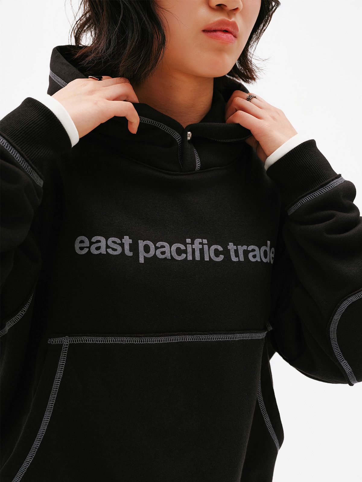 이피티(EPT) COVER STITCH HOODIE (BLACK)