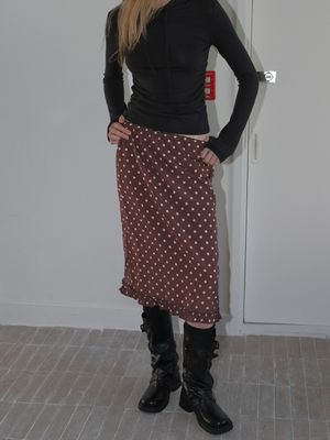 Banding Lace Frill Skirt, Brown