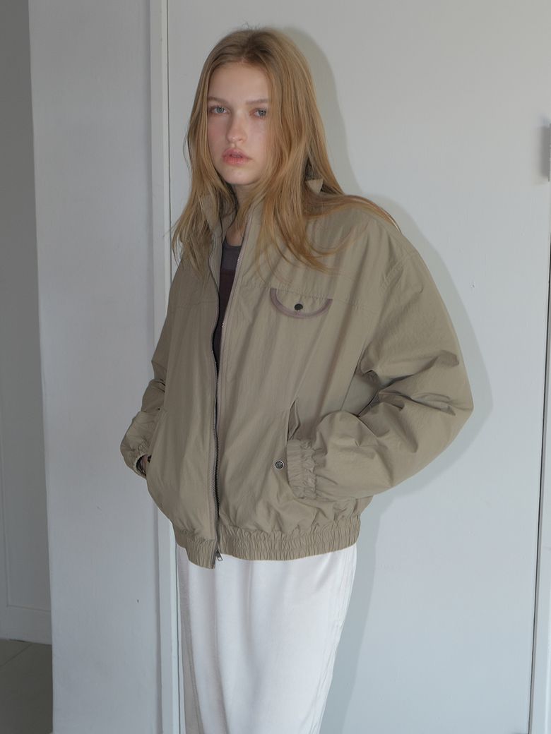 Pocket Bomber Jacket, Khaki Beige
