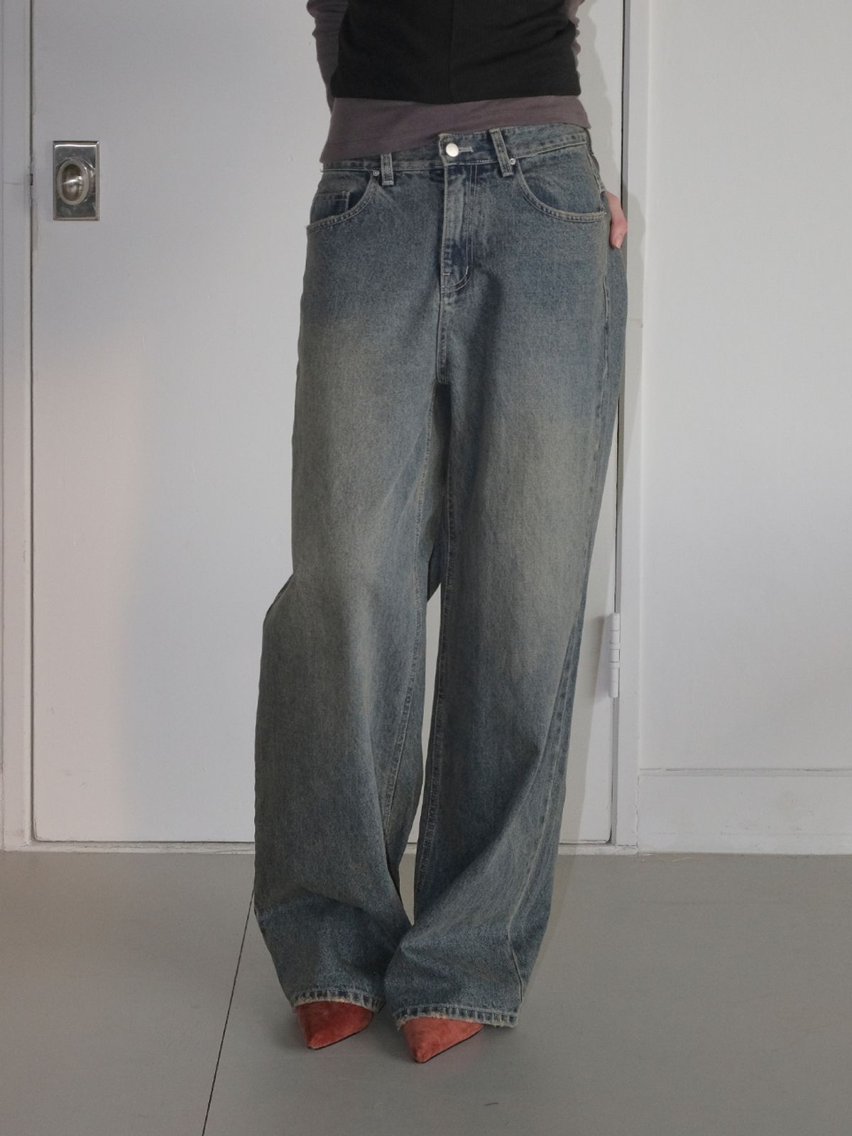 에트몽(ETMON) Damaged Washing Denim Pants, Deep Blue