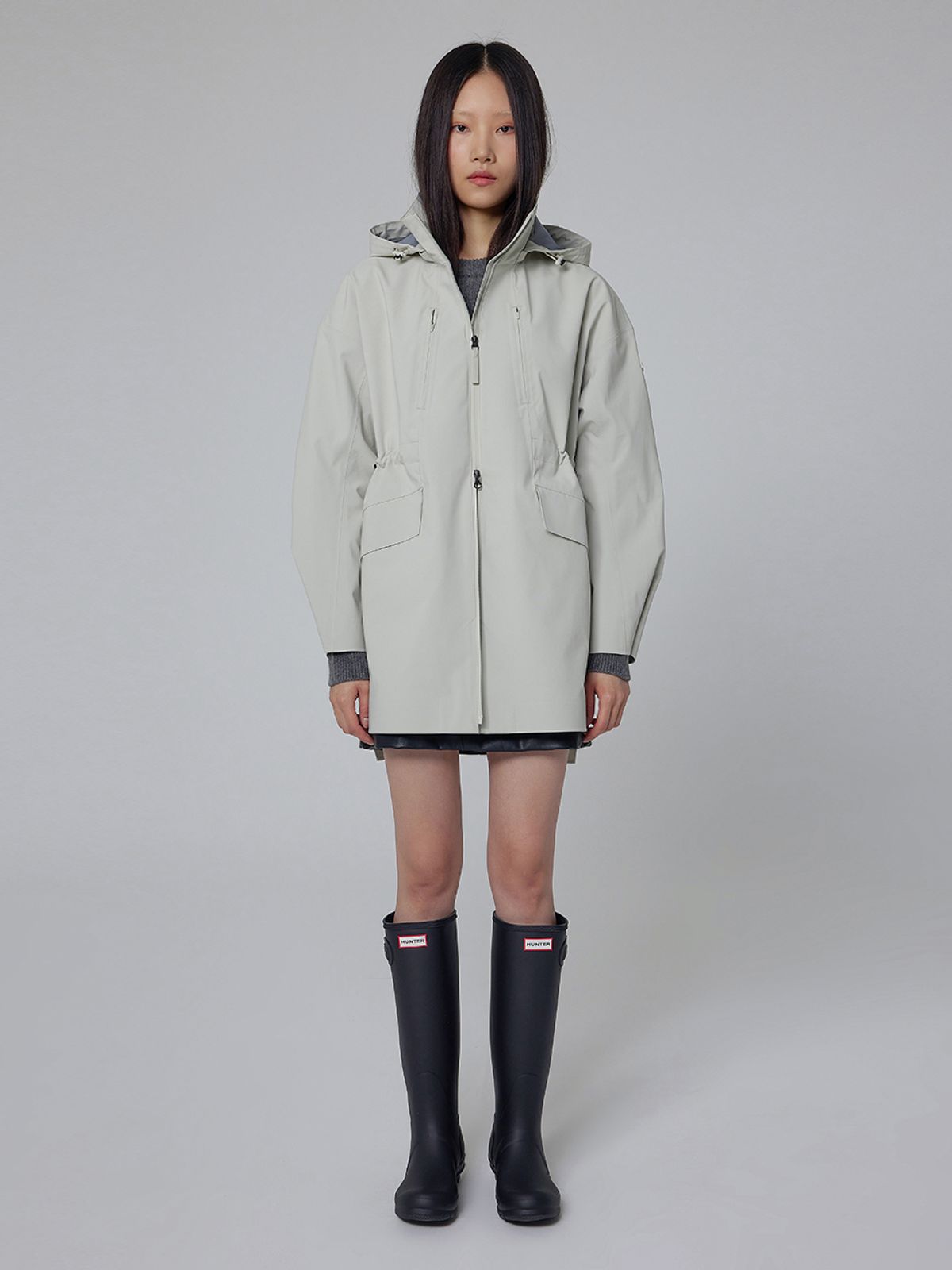 헌터(HUNTER) [WOMEN] 롱 기장 3L 웨더 자켓 - 웜그레이 HDW0003AJZWAG