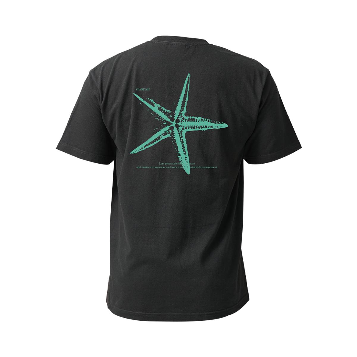 오션테그(OCEANTAG) 14수 반팔 티셔츠 코튼 숏 슬리브 블랙 Starfish Green
