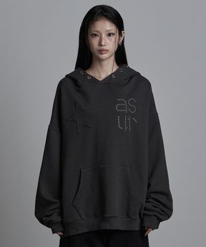 스타 아일렛 후드티 차콜