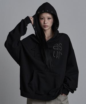 스타 아일렛 후드티 블랙