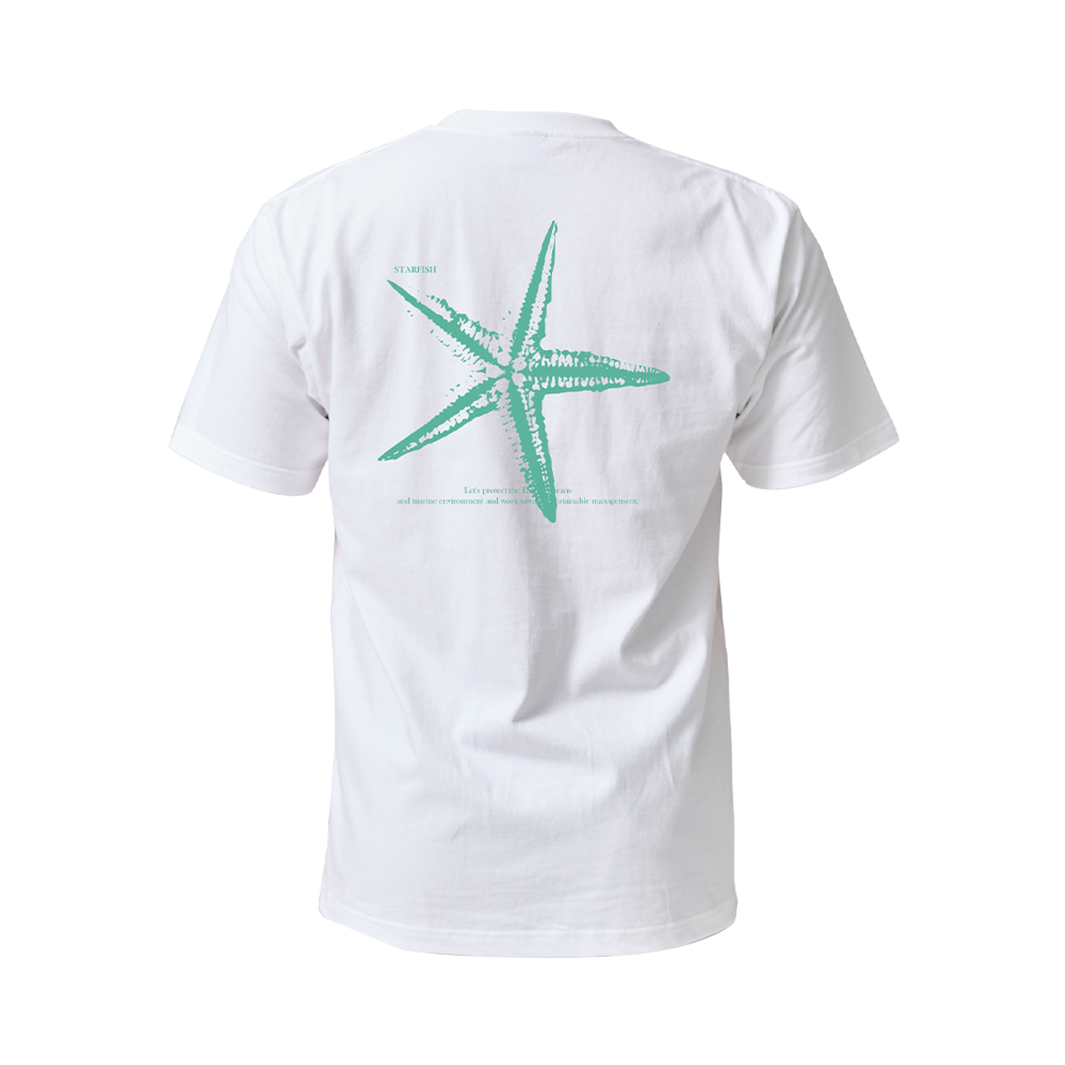 오션테그(OCEANTAG) 14수 반팔 티셔츠 코튼 숏 슬리브 화이트 Starfish Green