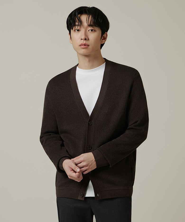 남성) 투톤 Y넥 가디건_AEF4EC1101