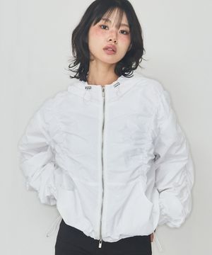 셔링 하프넥 윈드브레이커 화이트