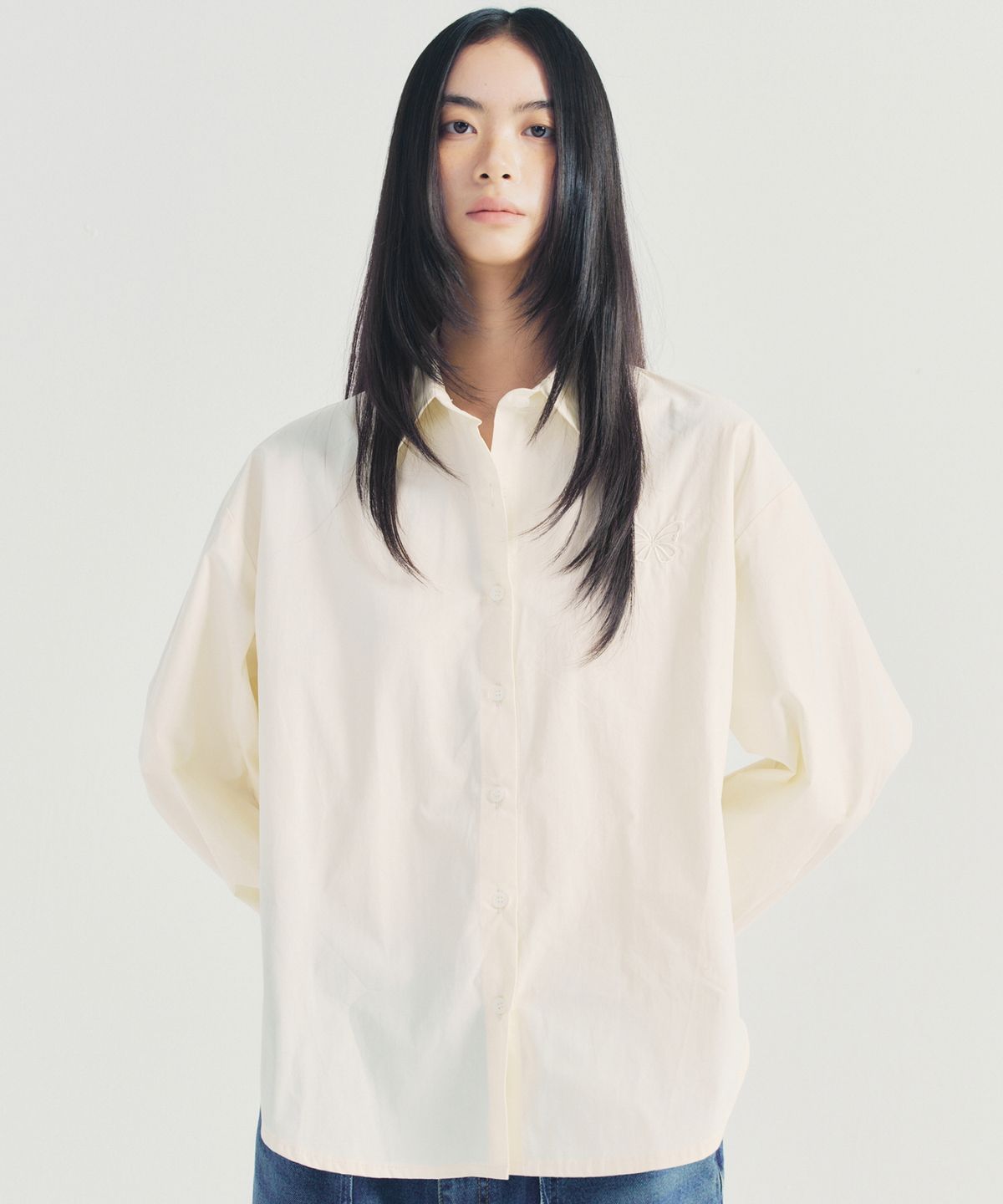 닉앤니콜(NICK&NICOLE) OVERFIT PAPER COTTON BUTTERFLY SHIRT_CREAM