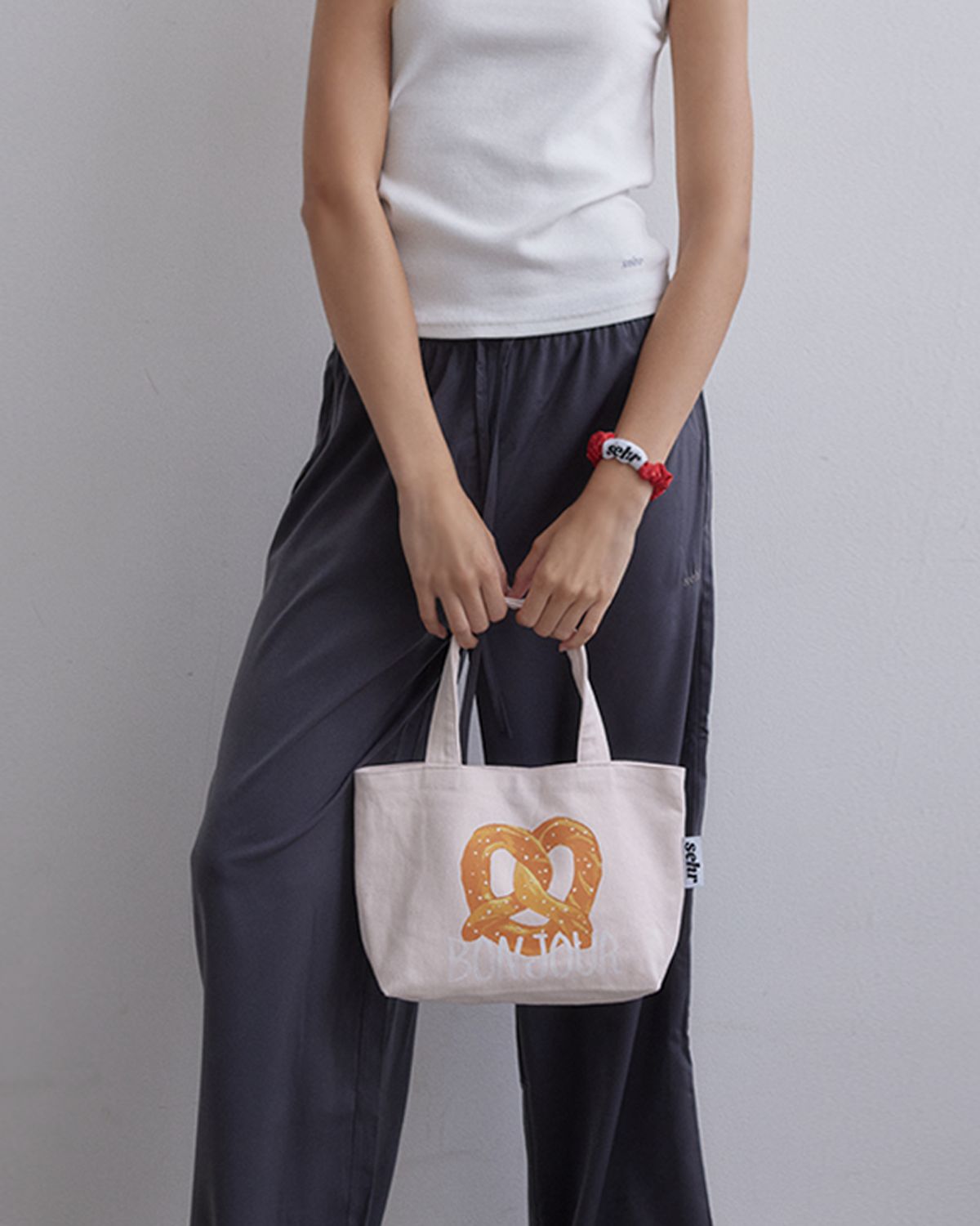 세르(SEHR) Pretzel Cotton Boat Bag (Light Pink)