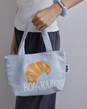 Croissant Cotton Boat Bag (Light Blue)
