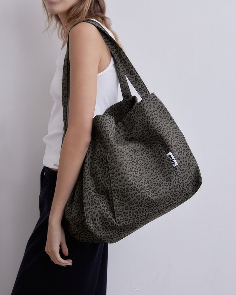 Leopard Twill Cotton Big Bag V2 (Khaki)