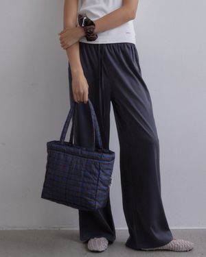 Padded Check Square Bag (Blue)