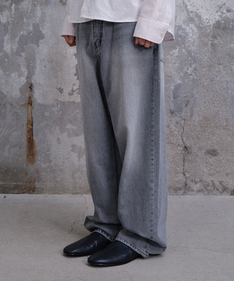 LOOSED WIDE DENIM PANTS (LIGHT WASHED BLACK)