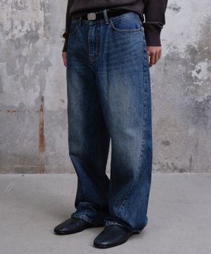 LOOSED TWISTED DENIM PANTS (BLUE)