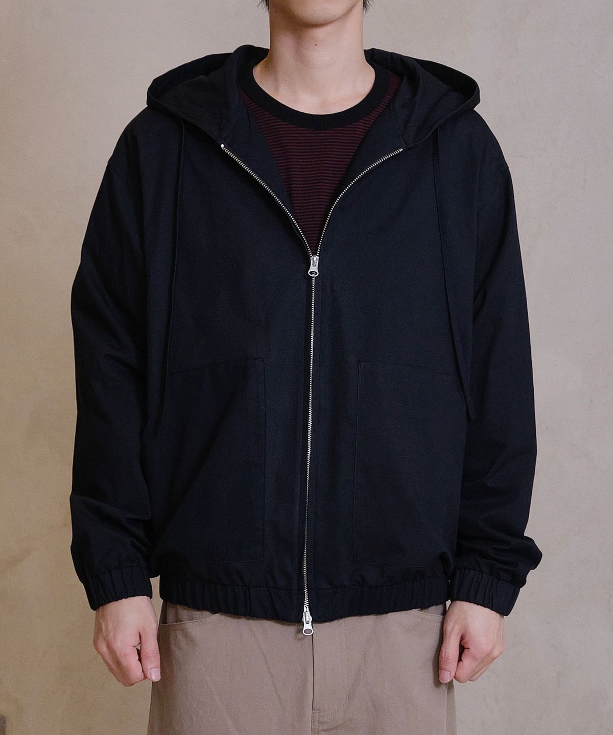 다이브인(DIVEIN) LOOSED OLD COTTON HOOD ZIP-UP (BLACK)