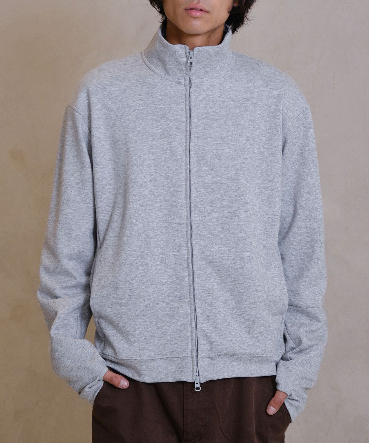 다이브인(DIVEIN) LIGHT UNIFORM ZIP-UP JERSEY (MELANGE GRAY)