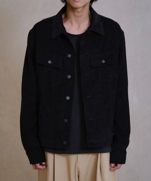 LOOSED CORDUROY TRUCKER JACKET (BLACK)