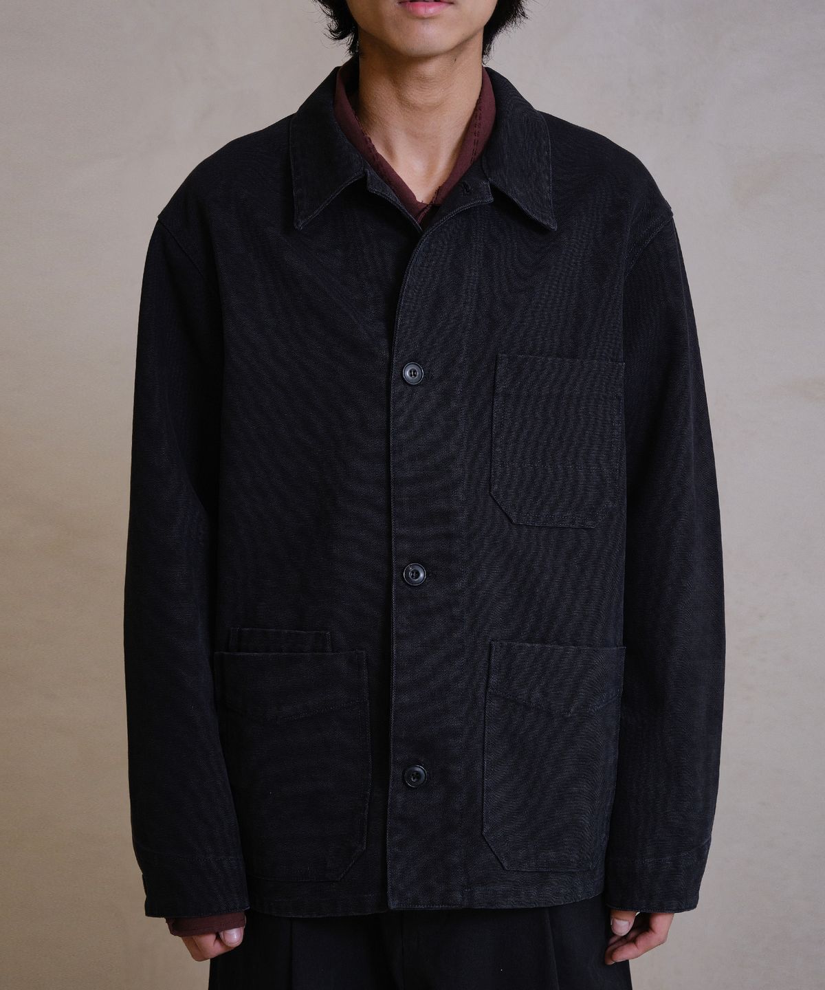 다이브인(DIVEIN) OLD COTTON CHORE JACKET (BLACK)