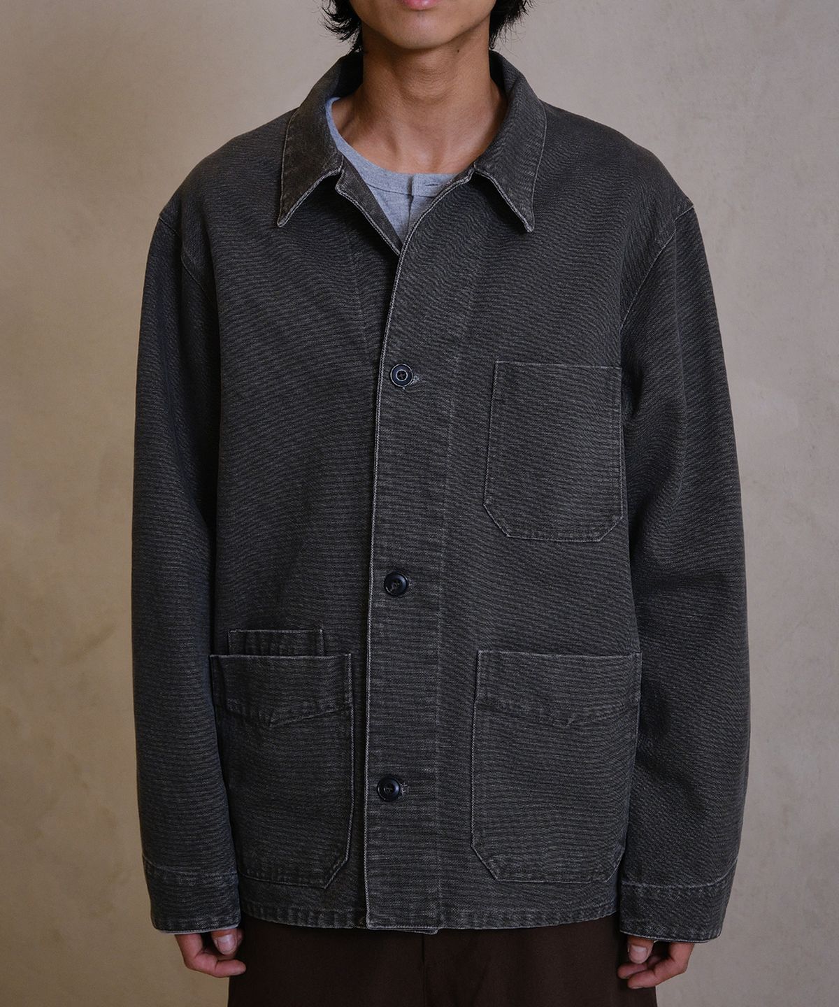 다이브인(DIVEIN) OLD COTTON CHORE JACKET (KHAKI BROWN)