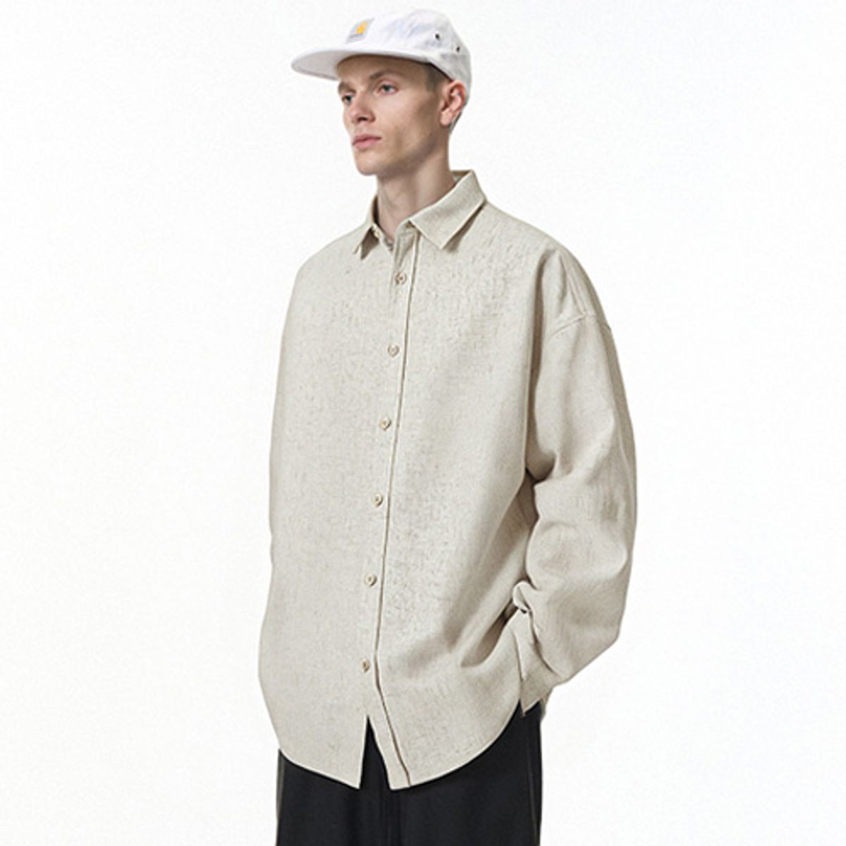 인플레이션(INFLATION) Linen Fabric Drop Shoulder Shirt