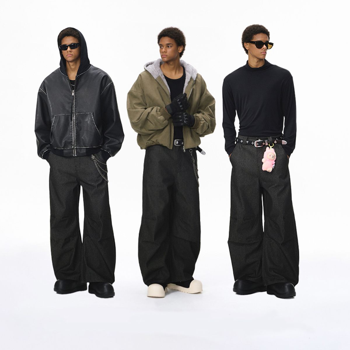 인플레이션(INFLATION) Raw Wide Leg Denim Jeans