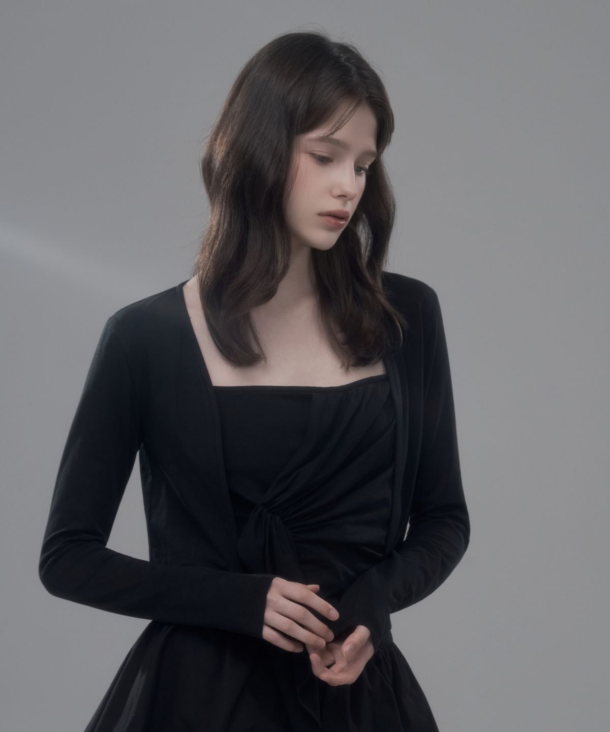 마우솔레움(MAU SOLEUM) Nina Cardigan Top Set - Black