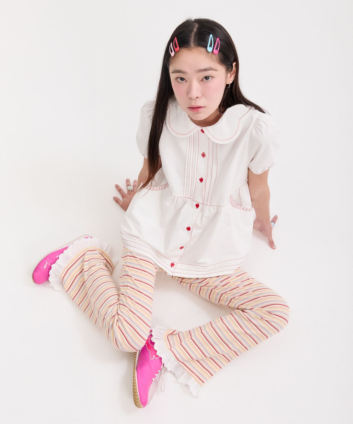 네프네프(NEFNEF) stripe leggings pants_ivory
