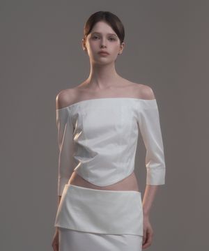 Long Sleeve Satin Corset Top - Ivory