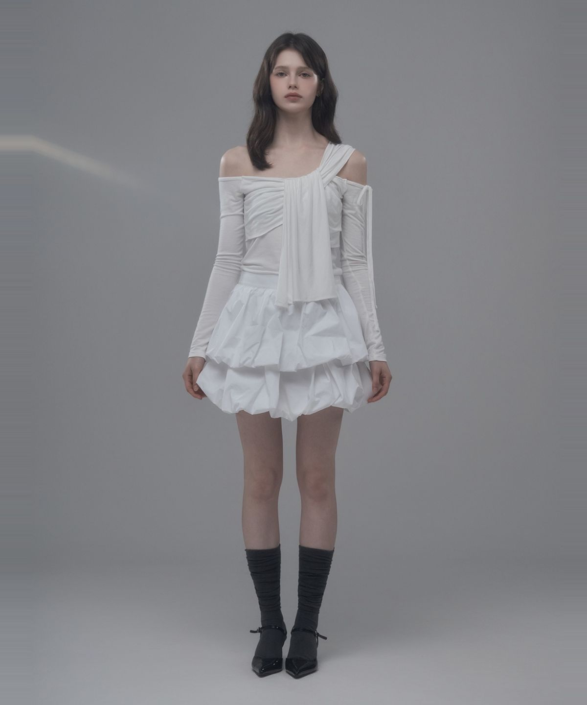 마우솔레움(MAU SOLEUM) Balloon Cancan Skirt - White