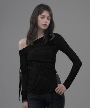 Double Ribbon Sheer Top - Black