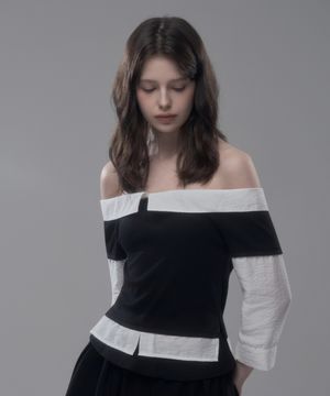 Minuet-Shirt Layered Top - Black