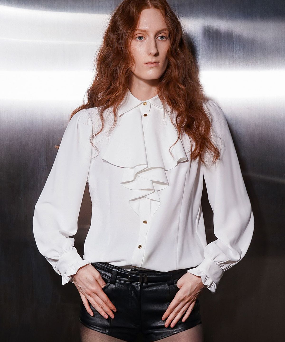 언티지(UNTAGE) 플라운스 플래킷 블라우스[White(WOMAN)]_UTS-FS01