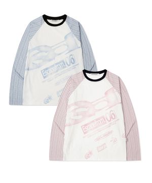 스트라이프 틸티드 ESCF 로고 콜라주 롱슬리브 [2color]