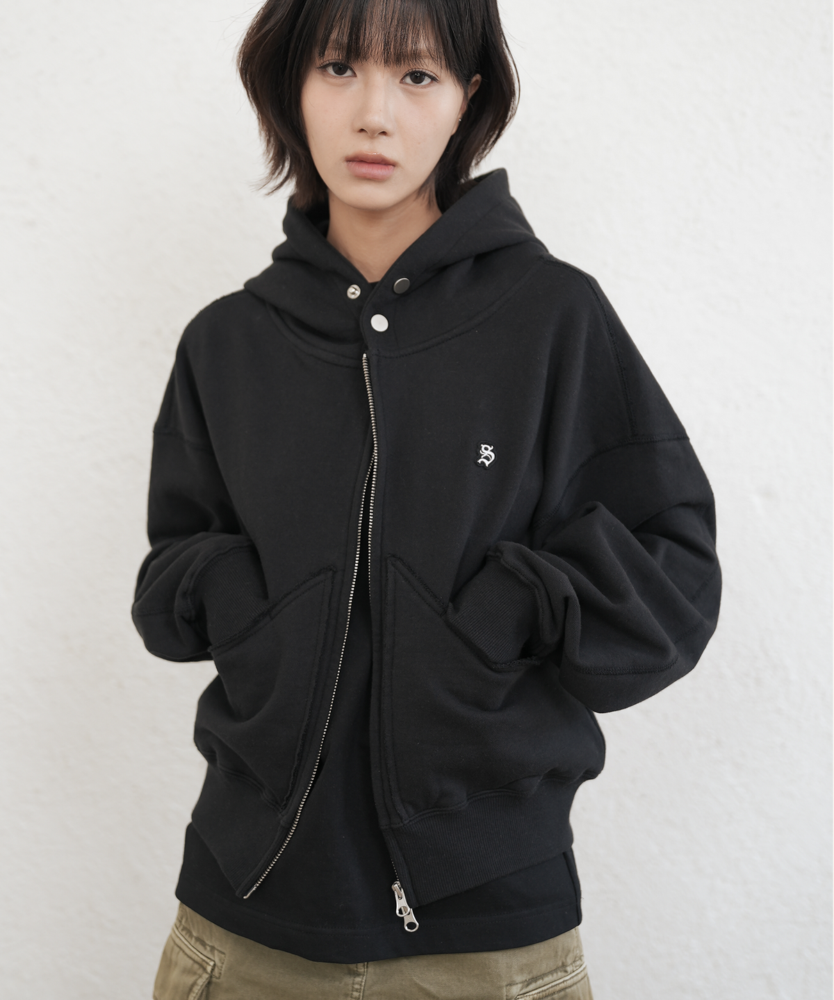 스쿠프(SCOUPE) 로우컷 VTG 후드 집업 블랙