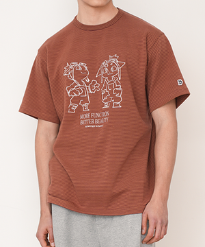 캣프렌즈 스트라이프 티셔츠 오렌지