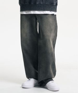 에센셜 워시드 와이드 데님 팬츠 블랙