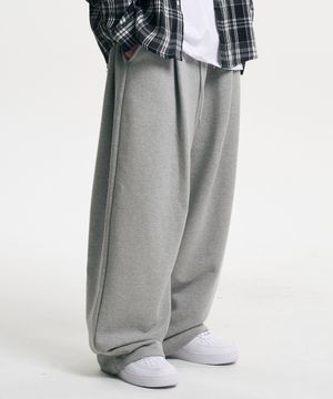 에센셜 원턱 와이드 스웨트 팬츠 그레이