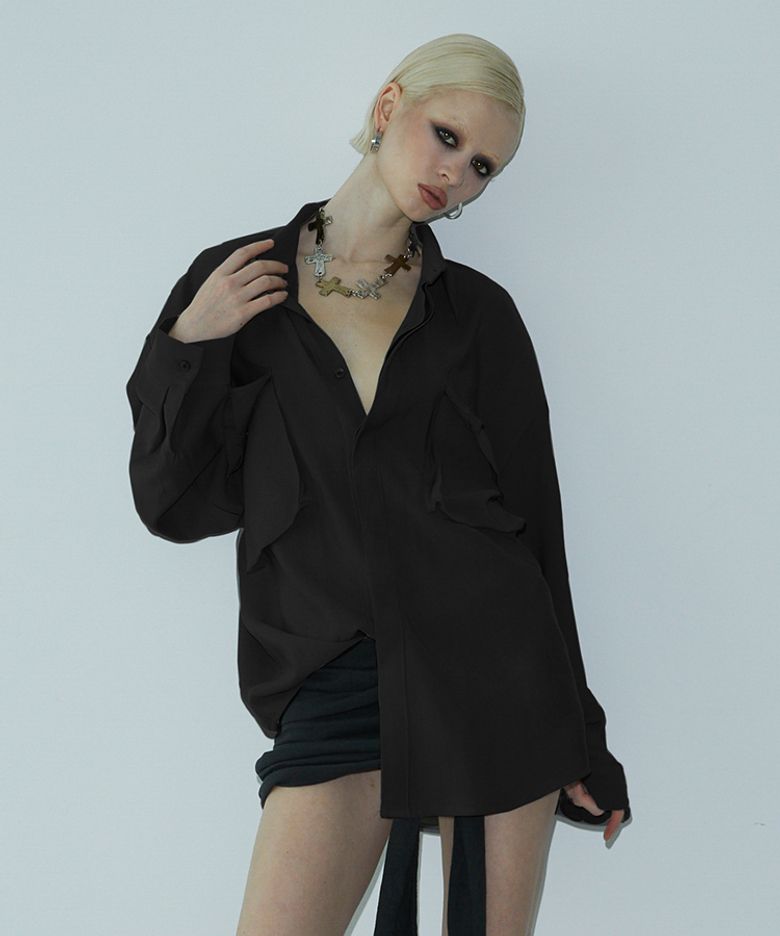 Unbalance Pocket Shirt (BLACK)